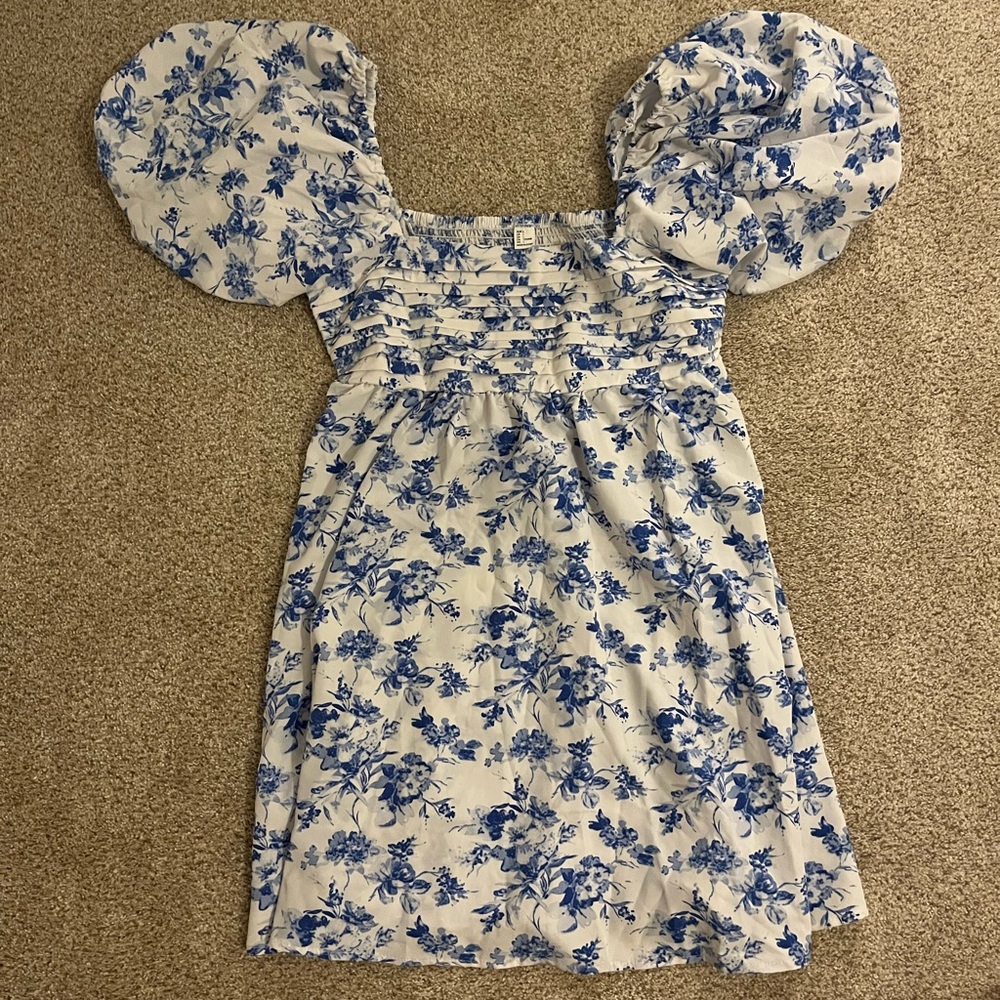 Floral Blue and White Dress
